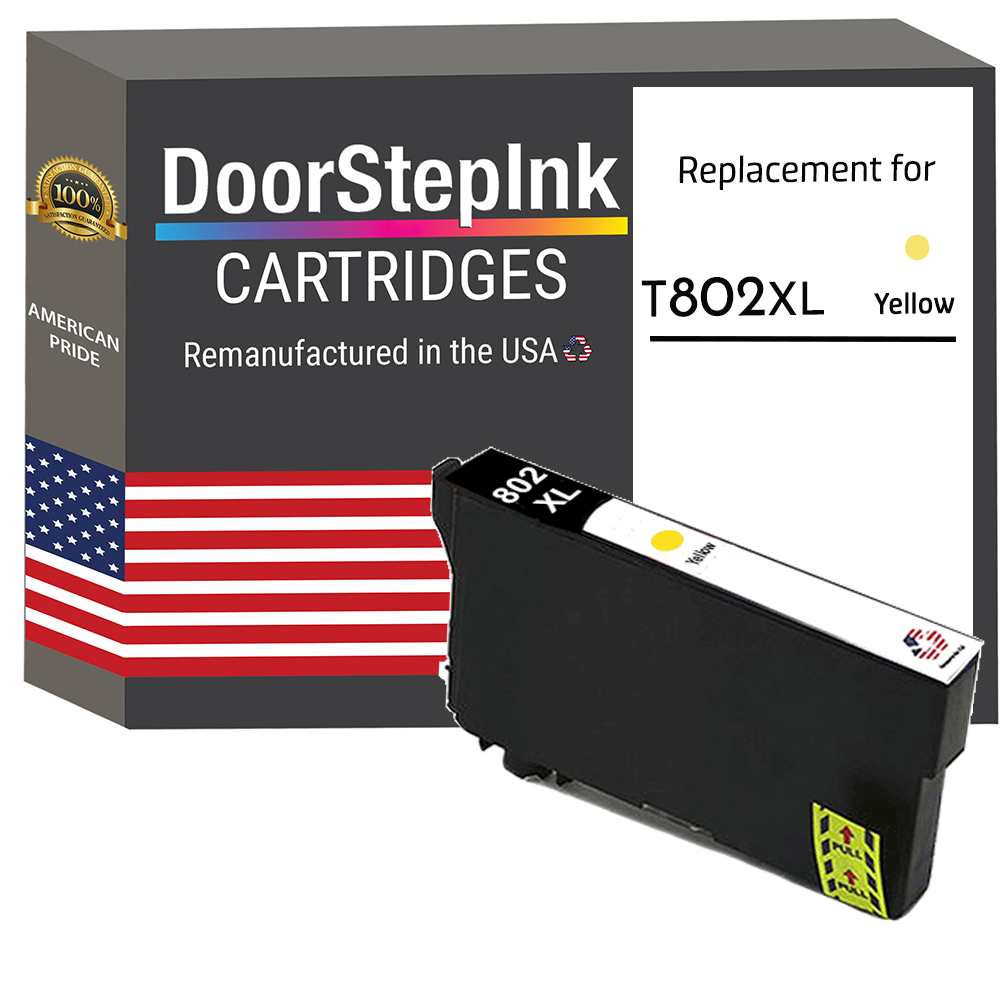 DoorStepInk for Epson T802XL Yellow Remanufactured in the USA Ink Cartridge, T802XL420-S