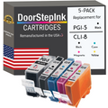 DoorStepInk Remanufactured in the USA Ink Cartridges for Canon PGI-5 Black / CLI-8 Black, Colors 5-Pack