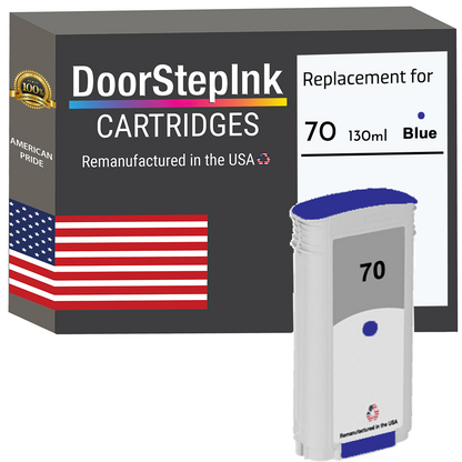 DoorStepInk Brand for HP 70 130-ml (C9458A) Blue Remanufactured in the USA Ink Cartridge, C9458A