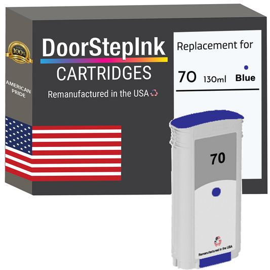 DoorStepInk Brand for HP 70 130-ml (C9458A) Blue Remanufactured in the USA Ink Cartridge, C9458A