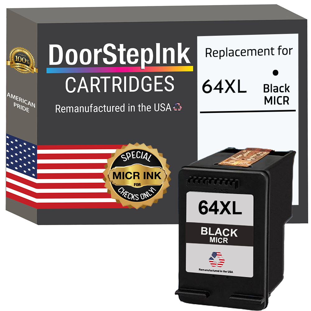 DoorStepInk Brand for HP 64XL (N9J92AN) Black MICR Remanufactured in the USA Ink Cartridge, N9J92AN